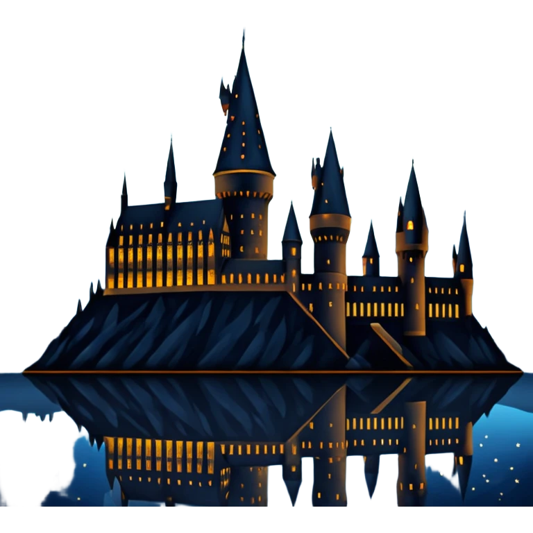 silhouette Hogwarts castle on a starry night emoji