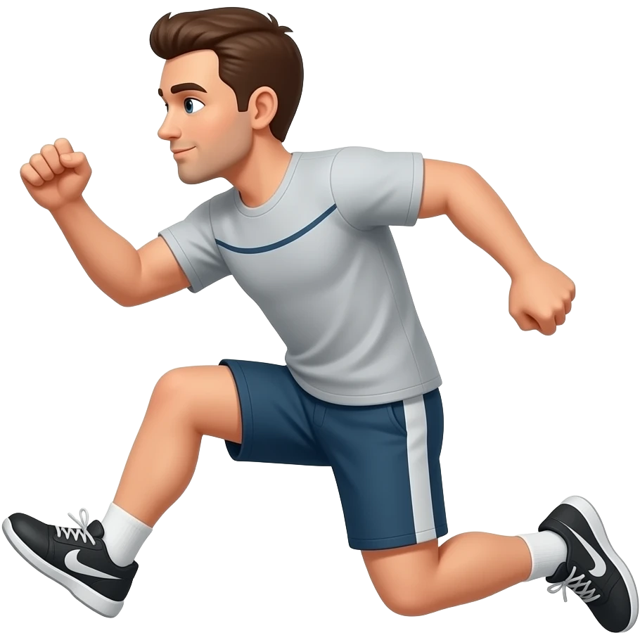 A man jumping facing left with both his knees up at the same level emoji