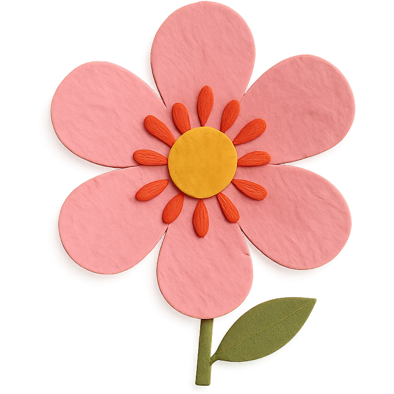 paper craft style pink flower emoji