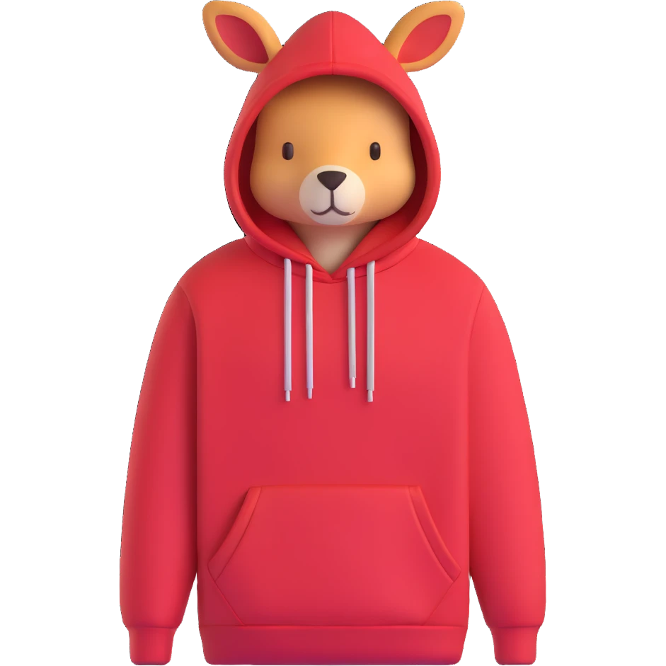 Cozy red hoodie with drawstring and kangaroo pocket emoji