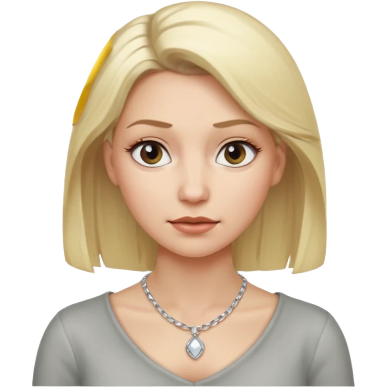 Female with Silver Necklace, grey skin,blonde hair, different expressions. emoji