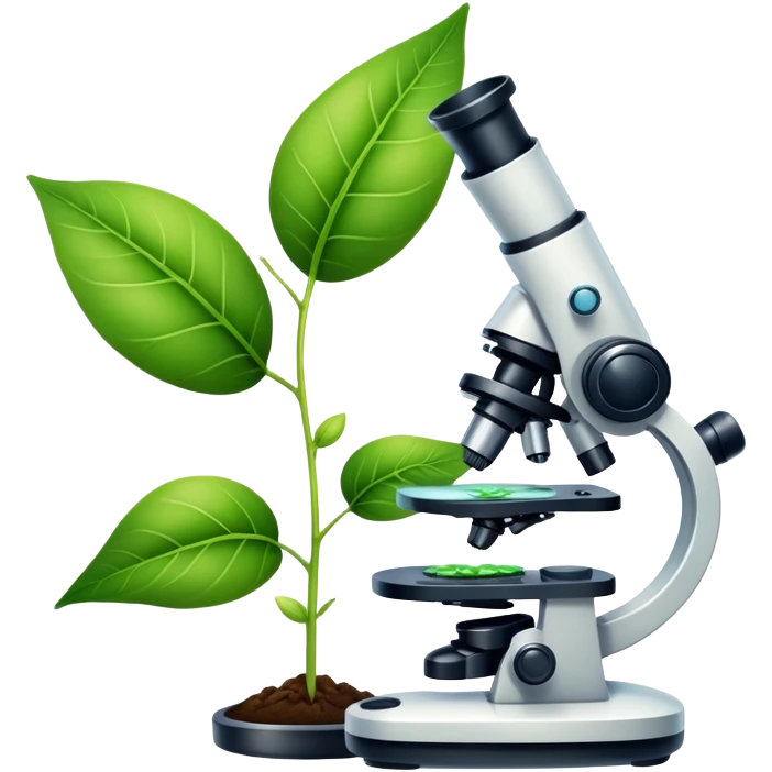 An icon featuring a DNA strand, a microscope, and a green leaf, symbolizing biology. The design includes animal cells, plant structures, and a frog, representing the study of living organisms and ecosystems. Transparent background highlights life sciences and biological research. emoji