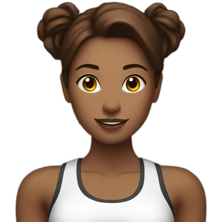 White beautiful fitness women with brown hair with dumbbells in their hands emoji