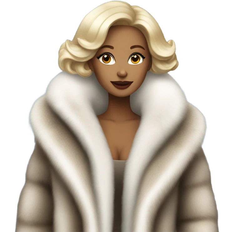 Glamorous white woman wearing a mink coat emoji