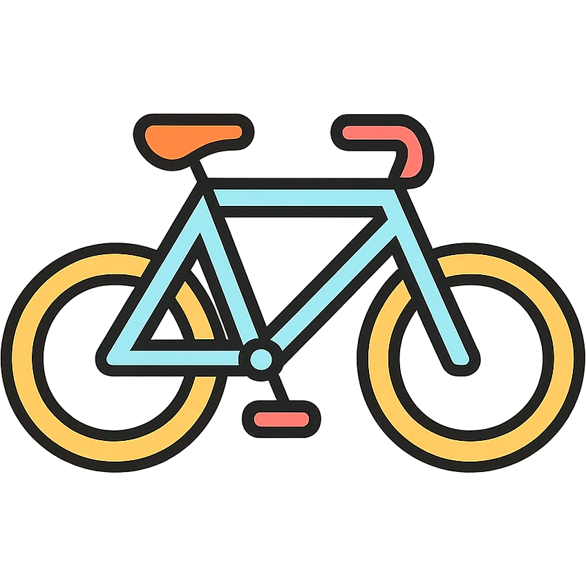simple bicycle icon, lineal color icon with black outlines emoji