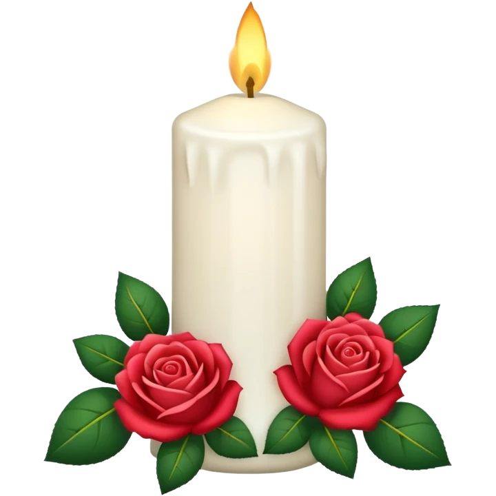 white candle with roses emoji