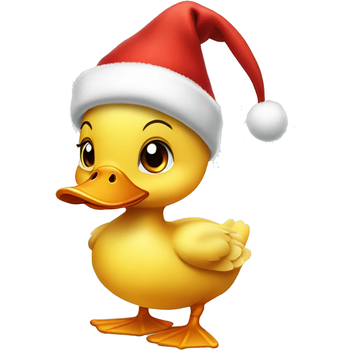 Cute duckling with christmas hat emoji