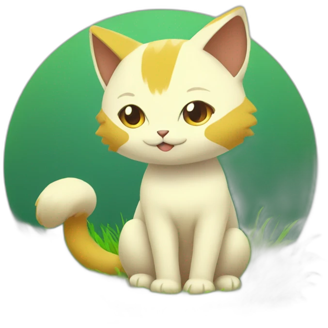 Sitting-bicolor-grass-type-pokemon-cat emoji