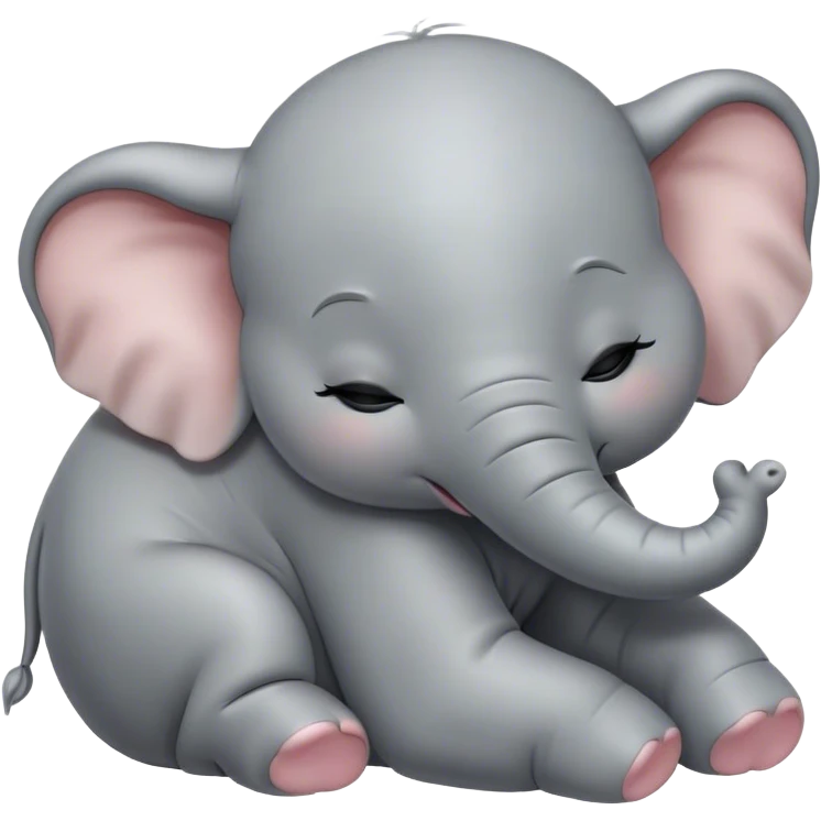 Meme-Worthy Cute Sleeping Baby Elephant Portrait Emoji, Head resting peacefully with a contented smile, showcasing a delightfully tiny build and a luxuriously soft gray hide, eyes shut in a serene, restful nap, Simplified yet hilariously adorable features, highly detailed, glowing with a soft, drowsy light, high shine, relaxed and utterly lovable, stylized with an air of playful laziness, bright and heartwarming, soft glowing outline, capturing the essence of a comically sleepy baby elephant, so meme-worthy it feels like it could instantly become the next viral sensation of adorable slumber! emoji