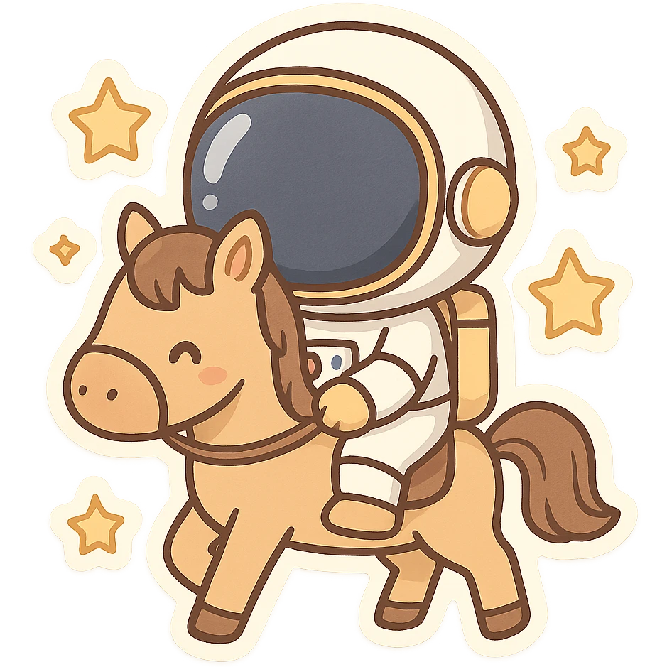astronaut on horseback with stars in background emoji