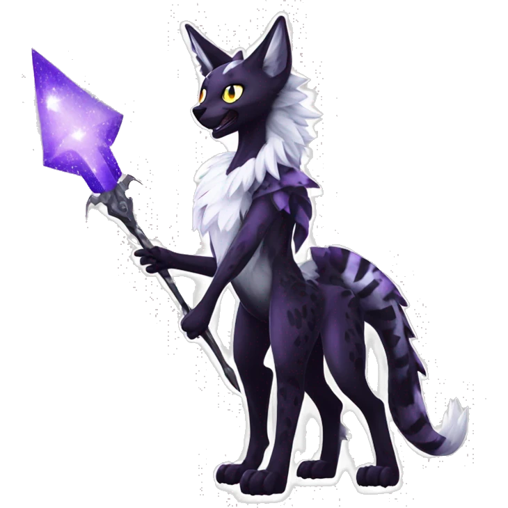 Epic Edgy Black White Purple eldritch Sergal-shiny sparkle starry Serval-Fionbri full body emoji