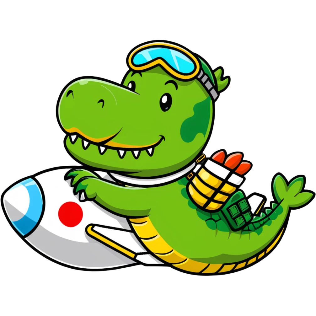 crocodile pilot dropping bombs from airplane emoji