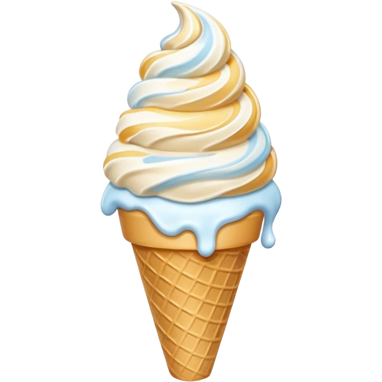 soft serve swirl ice cream in a cone, creamy texture, vivid highlights emoji