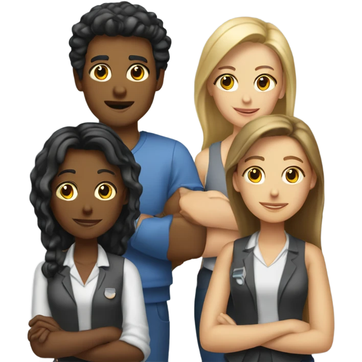 One guy 3 girls at work emoji