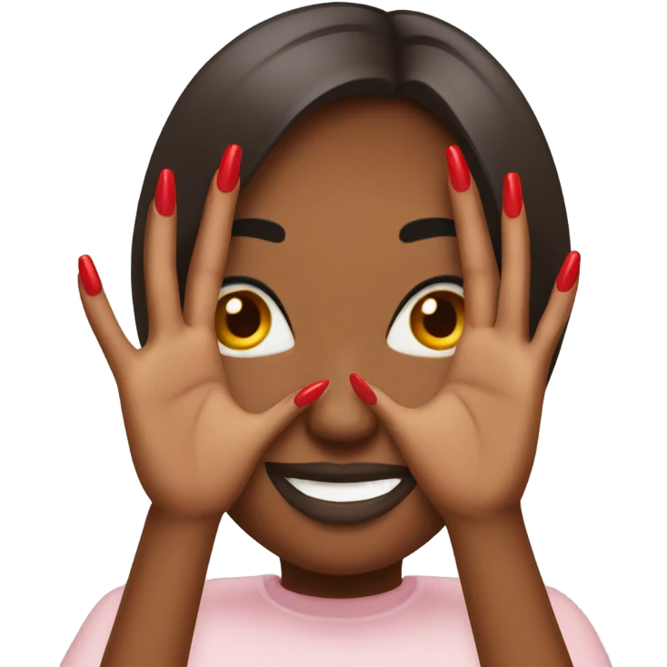 Long red  nails on medium skin ton emoji