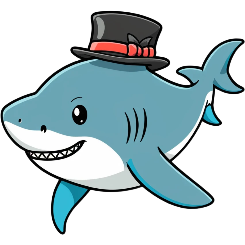 Shark with a top hat emoji
