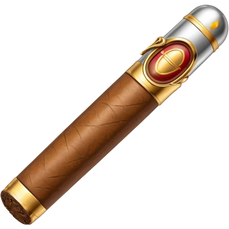 A luxury cigar emoji made of silver chrome, smooth metallic texture, minimal shape, glossy reflections, rich swag aesthetic, iOS emoji style, centered, clean white background emoji