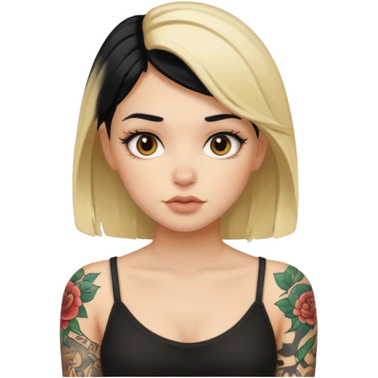 Tattooed black and blonde haired girl emoji