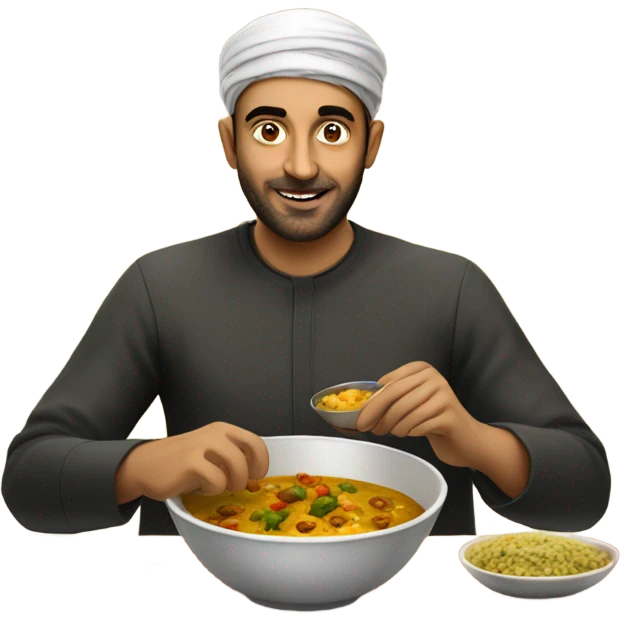 Iraqi man eating curry emoji