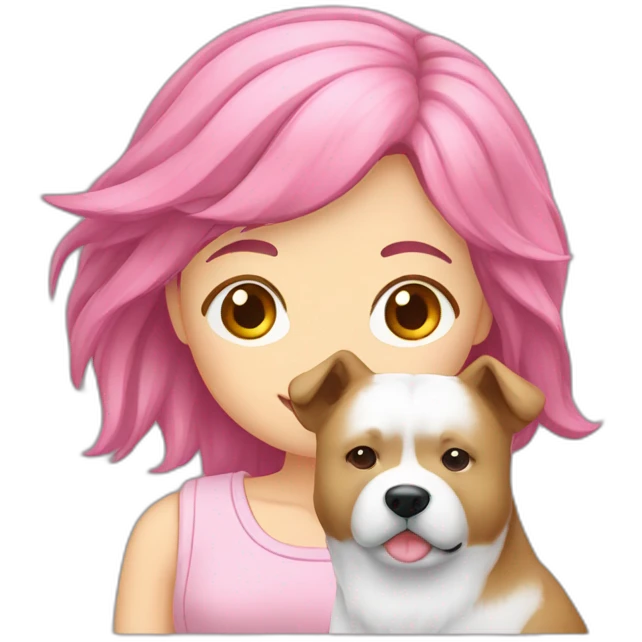 pink-haired-girl-with-akita emoji