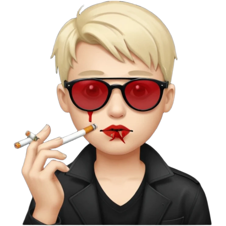 boy with piercing sunglasses blood smoking cigarette emoji
