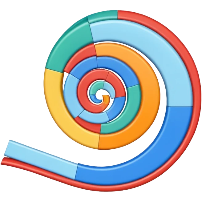 A single, smooth spiral ribbon curling gracefully upward, with small colored blocks along one edge to represent bases. Clean white background, scientific style. The spiral represents single-stranded mRNA (not DNA). Show only one ribbon, no ladder, no pairs, no second strand, no double helix. emoji