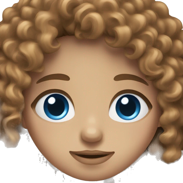 Long brown curly hair and blue eyes emoji