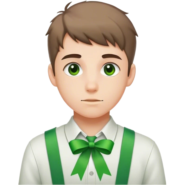 student with a green ribbon on his chest emoji