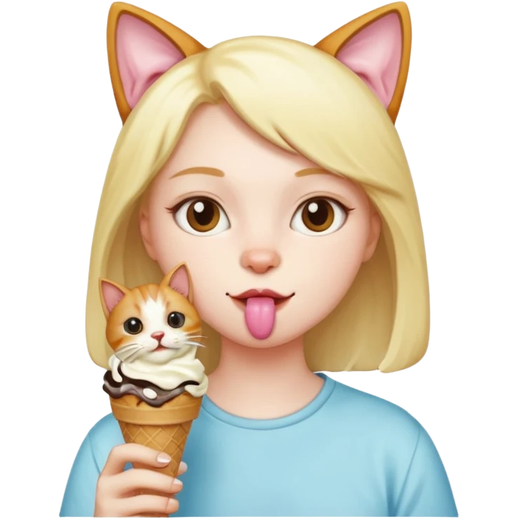 Kedi lie insanın birleşimi dondurma yyiyor emoji
