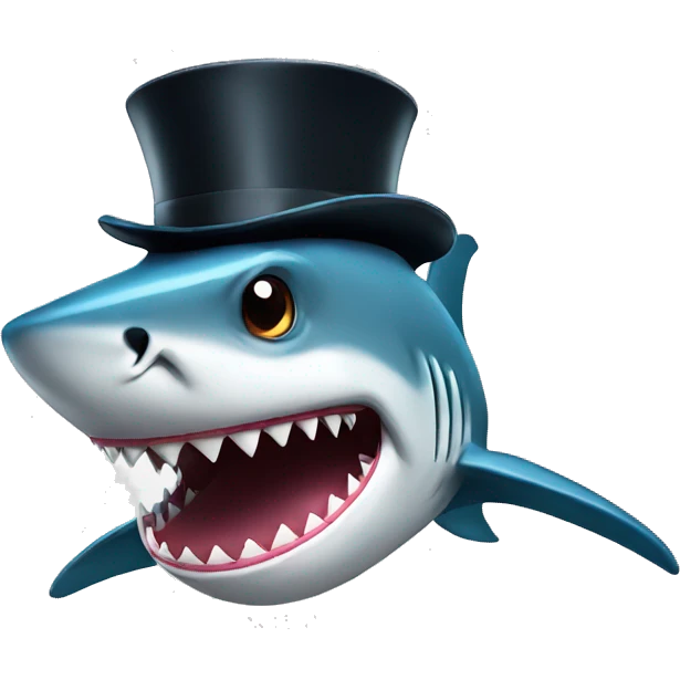 Shark with a top hat emoji