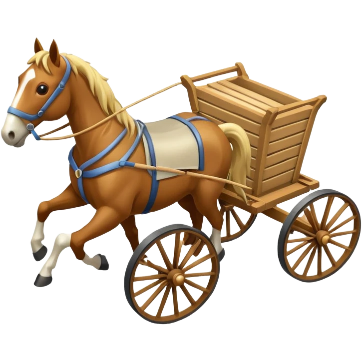 horses pulling a cart, isometric view emoji