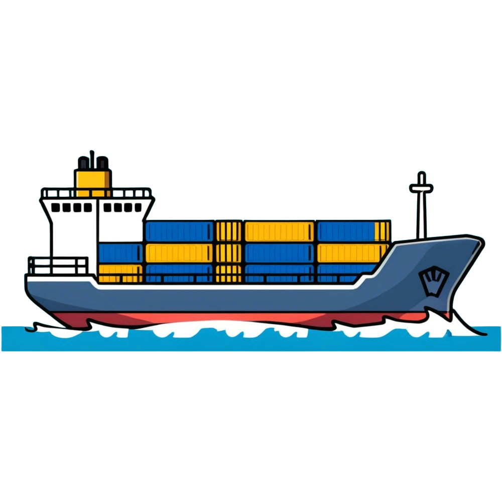 Cargo container ship in ocean emoji