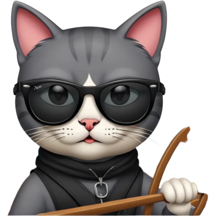 a bad kitty behind the helm of a boat. make the cat look devlishish with a pair of black ray bans wayfers on. driving the boat emoji