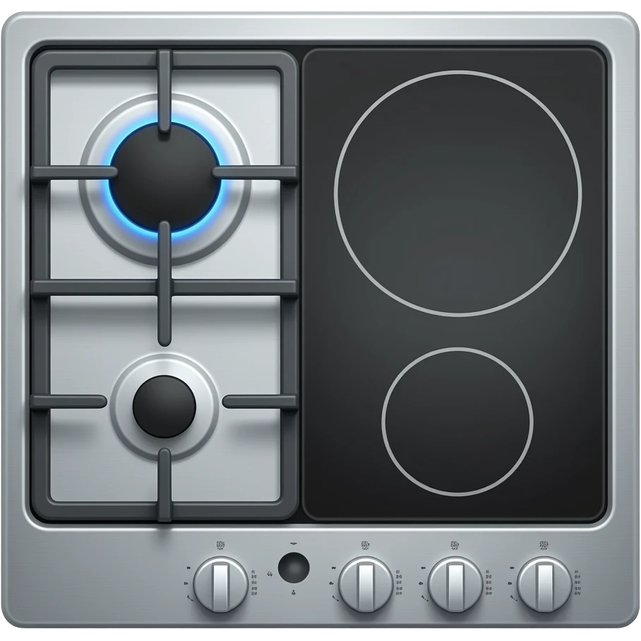 cooktop one gas burner and one induction emoji