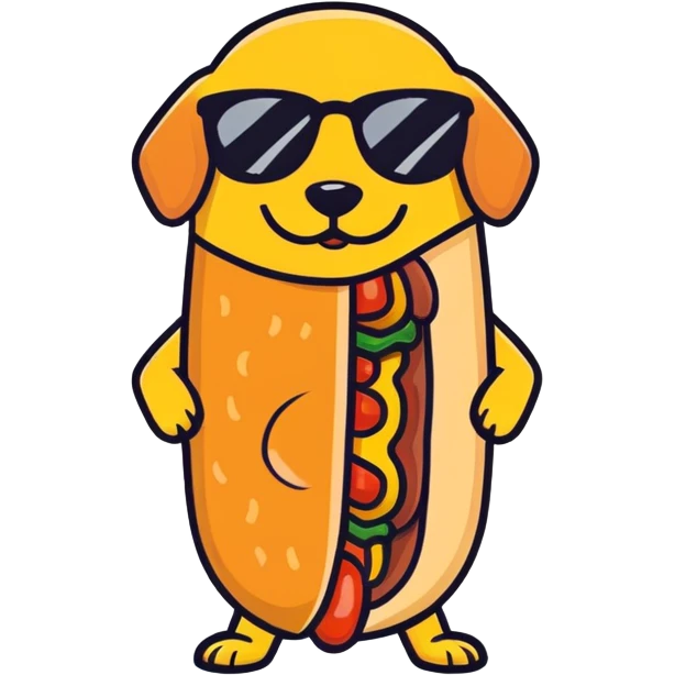 Hot dog with sun glasses emoji