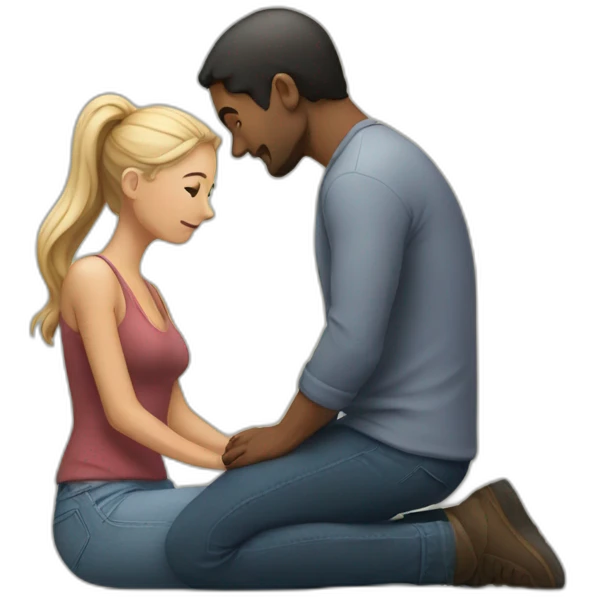 Woman on knees facing man emoji