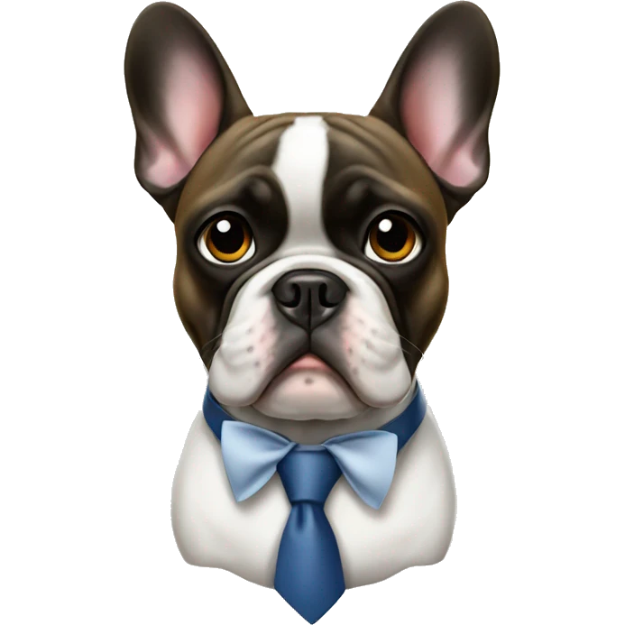 French Bulldog with tie emoji