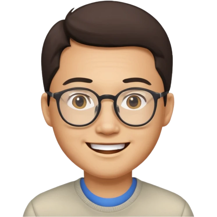 asian man wear glasses smile emoji