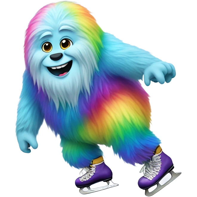 fat rainbow yeti ice skating  emoji