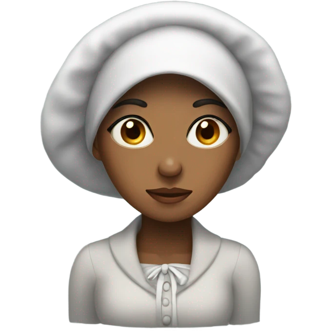 tired woman with long lashes and a bonnet emoji