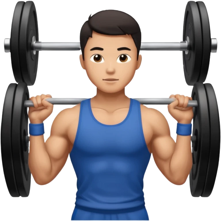 The young Asian guy is working out in gym emoji