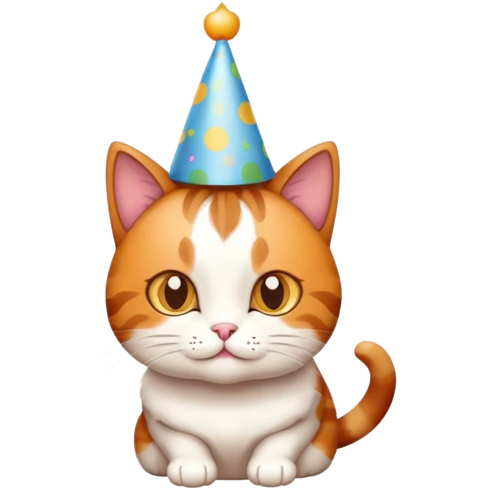 Gatto con un cappello da compleanno emoji