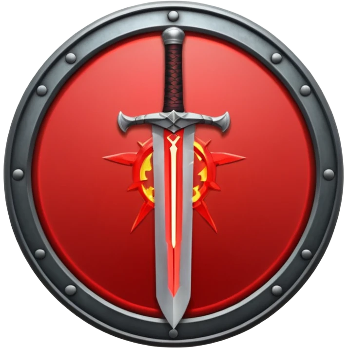 Make an mmo rpg red sword class icon inside of a round emblem emoji
