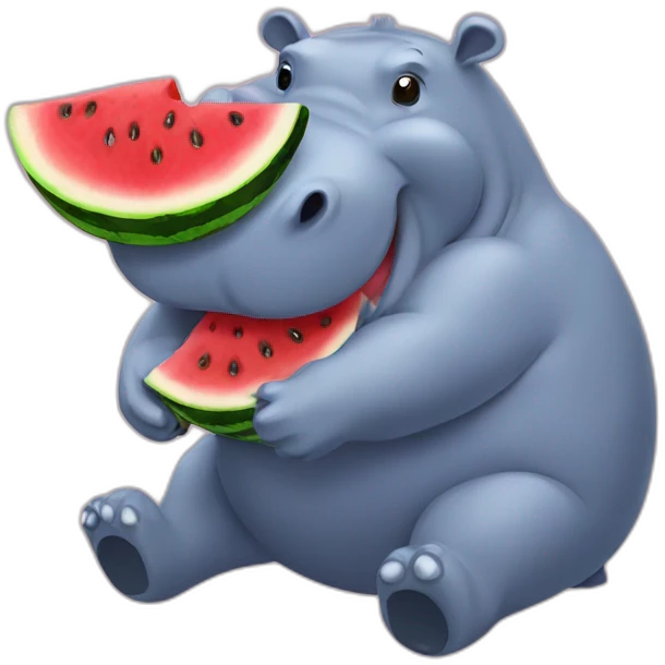 Hippopotamus eating watermelon emoji