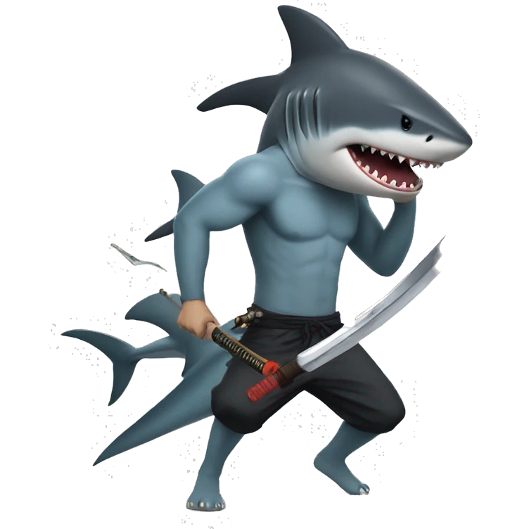 shark with a katana and a naruto hat  emoji