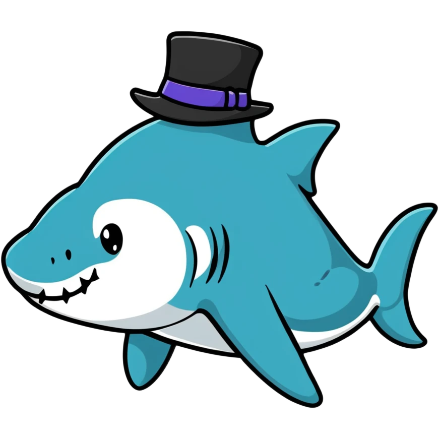shark wearing a top hat emoji
