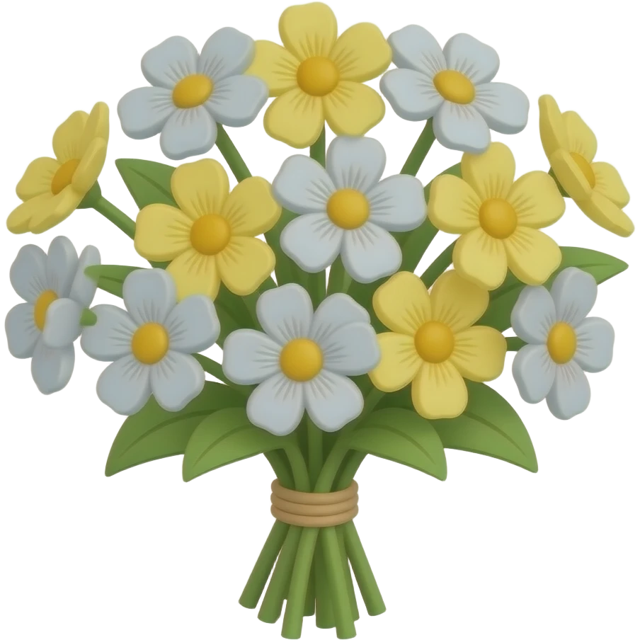 gray and yellow 10 flowers in a bouquet emoji