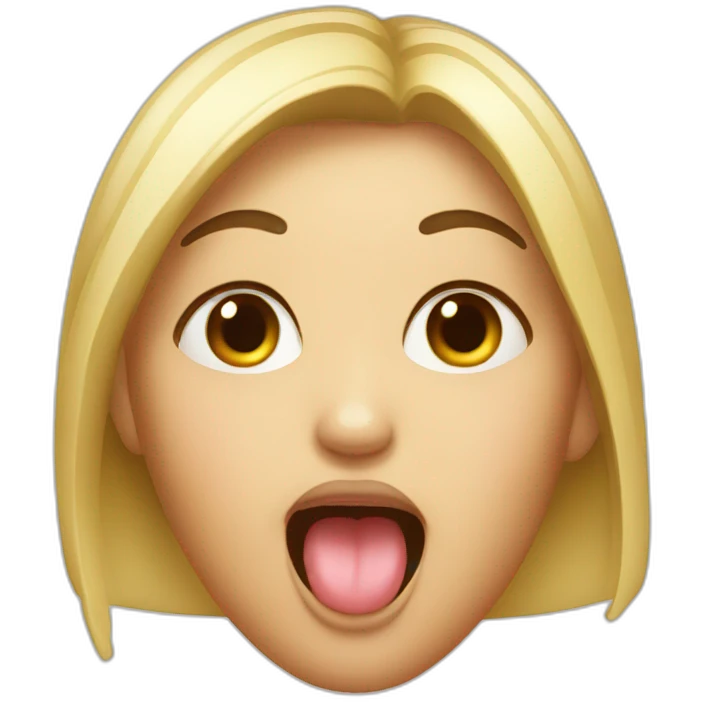 Girl sticking her tongue out with mouth closed emoji
