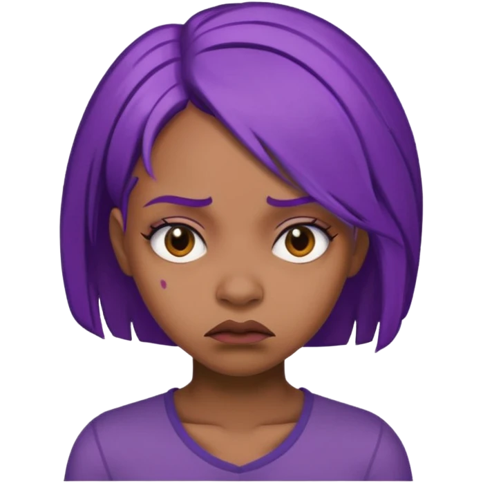 black girl with purple hair and a disgusted face  emoji