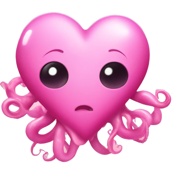 Pink shiny heart and squid emoji